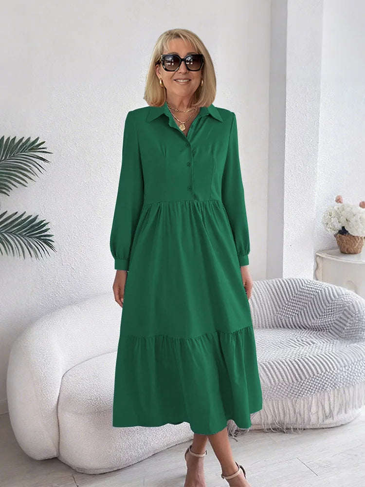 Sophie | Elegant Comfort Ruffle Shirt Dress