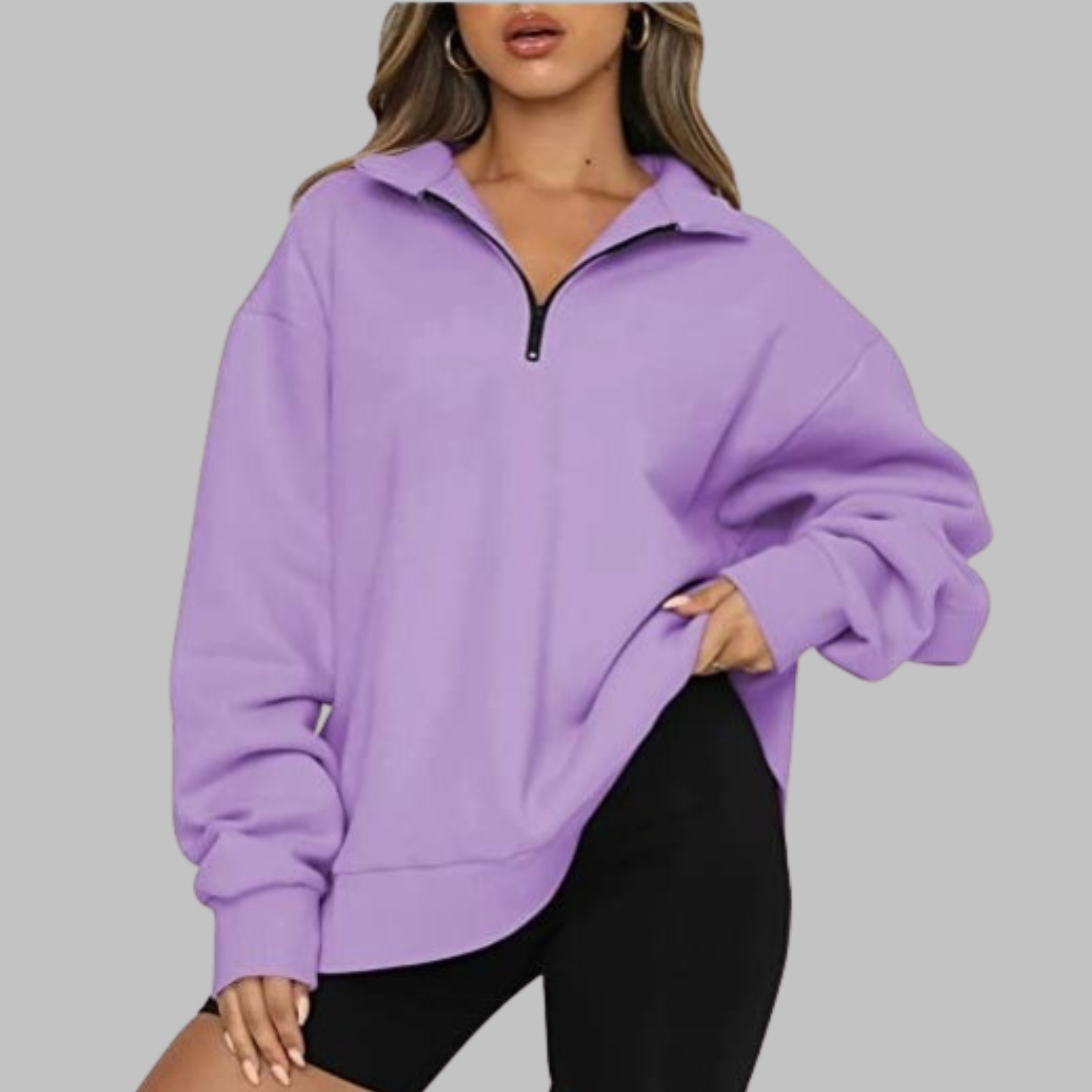Mary | Casual Oversized Half Zip Long Sleeve Sweatshirt