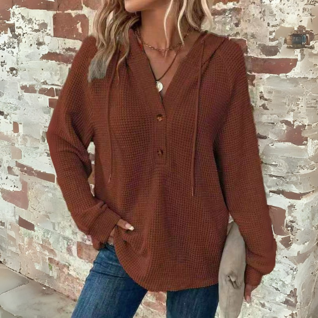 Silvia | Casual Long Sleeve V-Neck Hoodie Sweatshirt