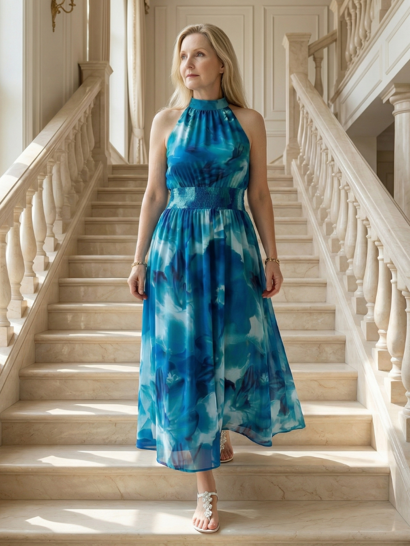 Lana | Gathered Halter Midi Dress