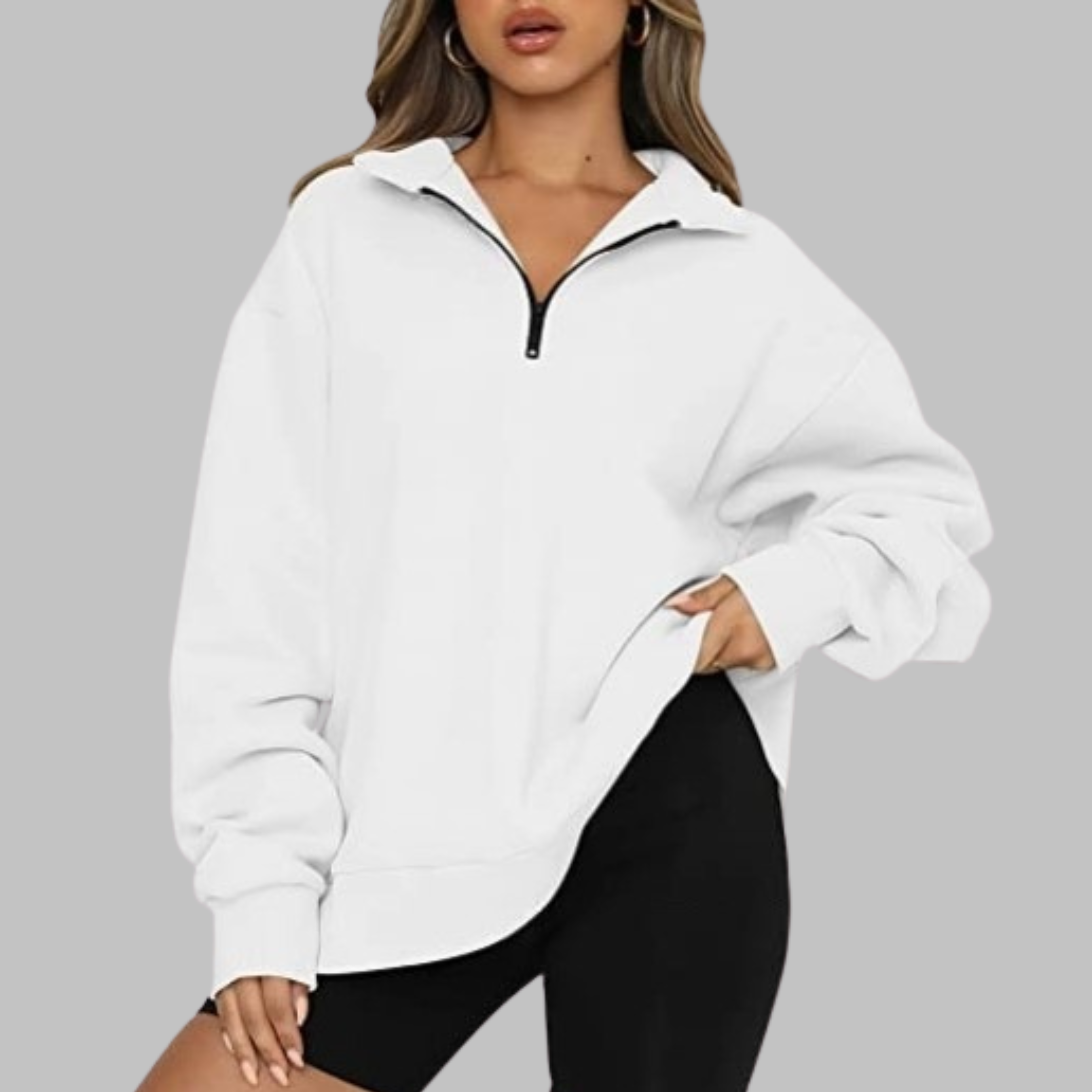 Mary | Casual Oversized Half Zip Long Sleeve Sweatshirt