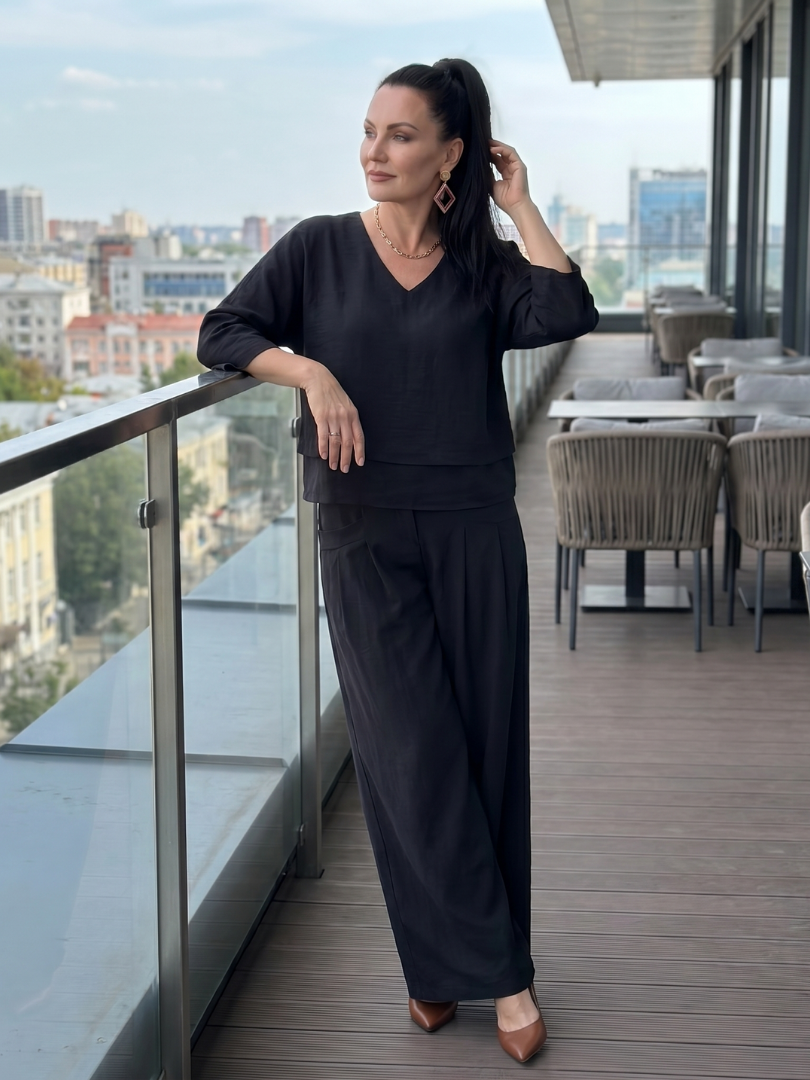 Brenda | Layered Top Wide Leg Set