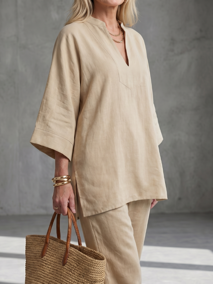 Georgiana | V Neck Tunic Two Piece Set