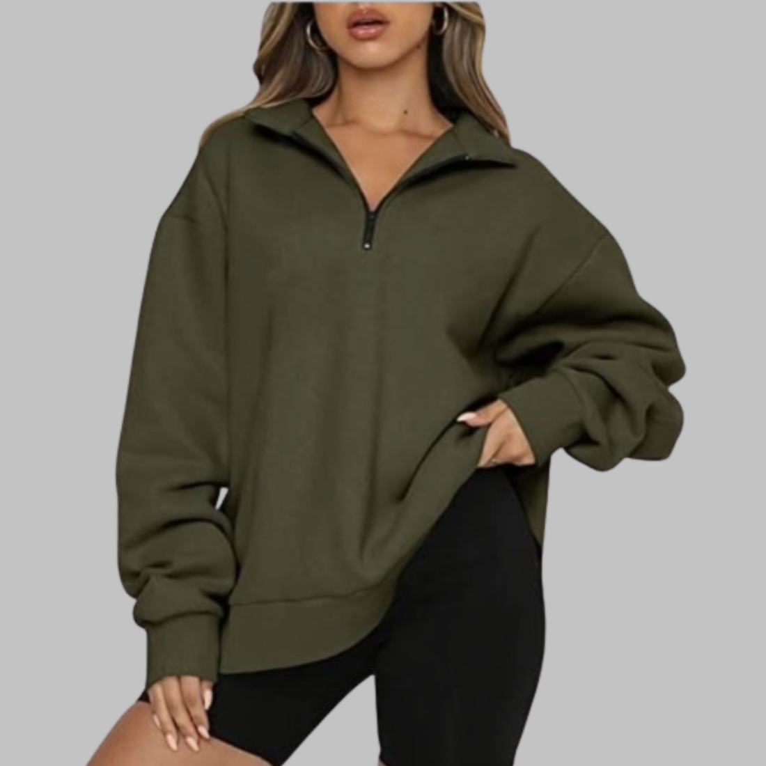 Mary | Casual Oversized Half Zip Long Sleeve Sweatshirt