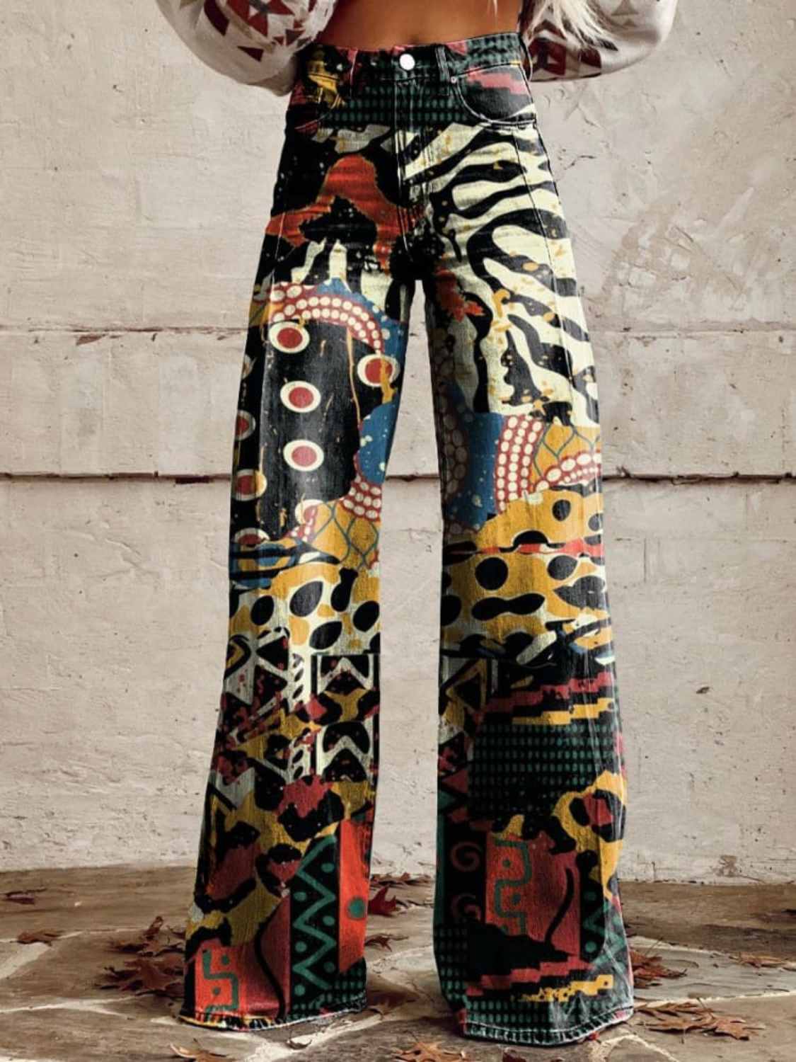 Amelia | Artistic Print Wide-Leg Pants