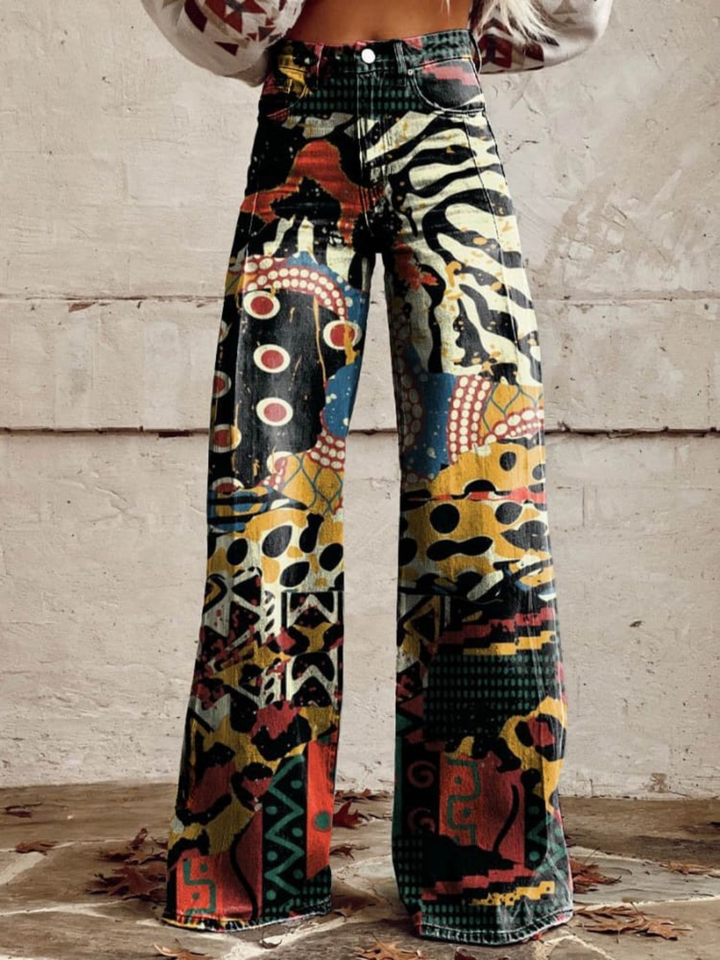 Amelia | Artistic Print Wide-Leg Pants