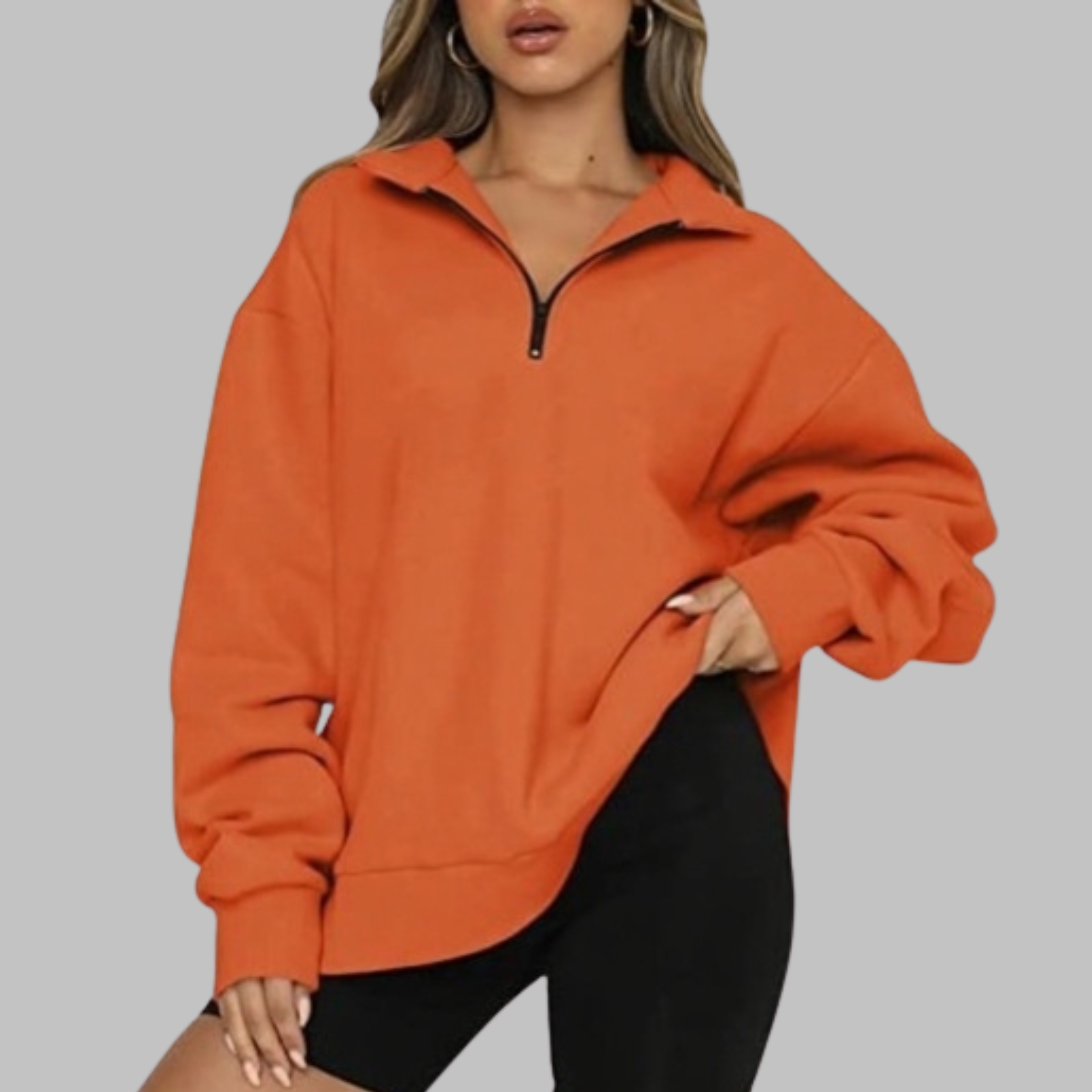 Mary | Casual Oversized Half Zip Long Sleeve Sweatshirt