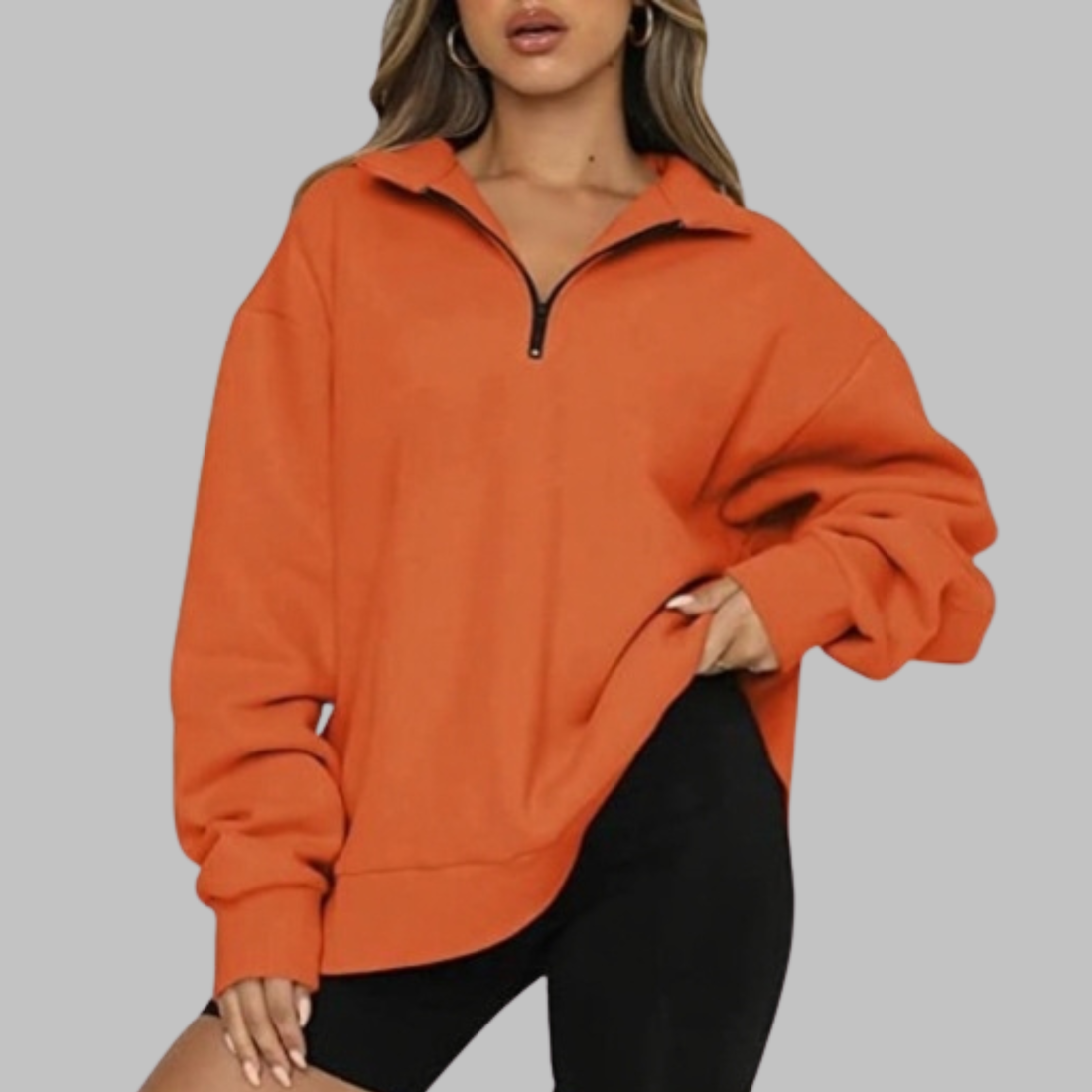 Mary | Casual Oversized Half Zip Long Sleeve Sweatshirt