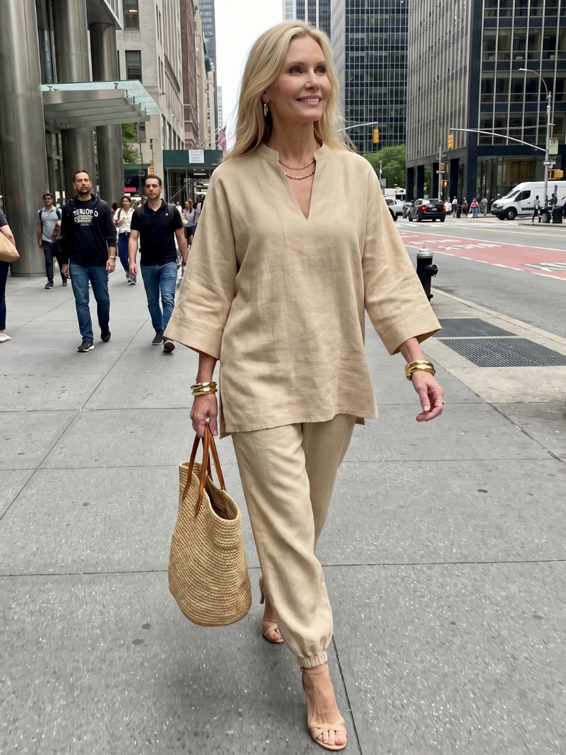 Georgiana | V Neck Tunic Two Piece Set