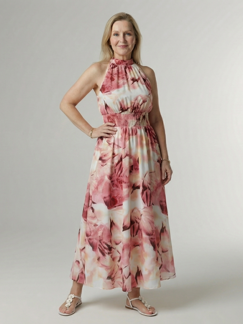 Lana | Gathered Halter Midi Dress