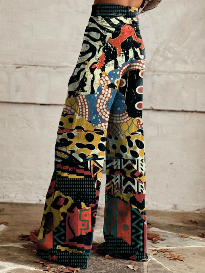 Amelia | Artistic Print Wide-Leg Pants