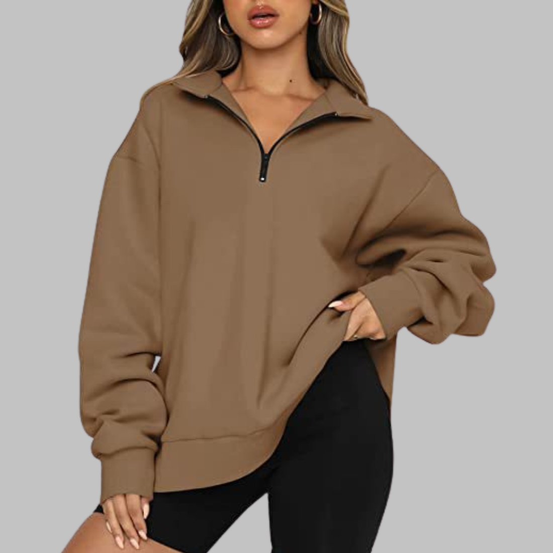 Mary | Casual Oversized Half Zip Long Sleeve Sweatshirt