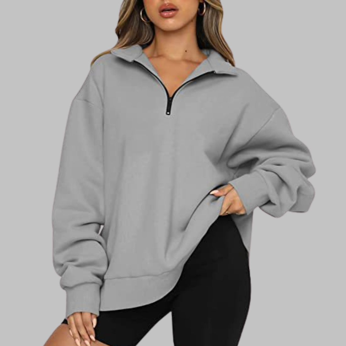 Mary | Casual Oversized Half Zip Long Sleeve Sweatshirt