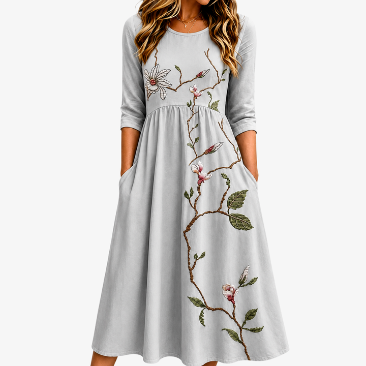 Blythe | Silver Wildflower Pocket Dress
