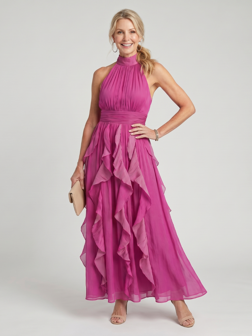 Millie | High Neck Ruffle Layers Maxi Dress