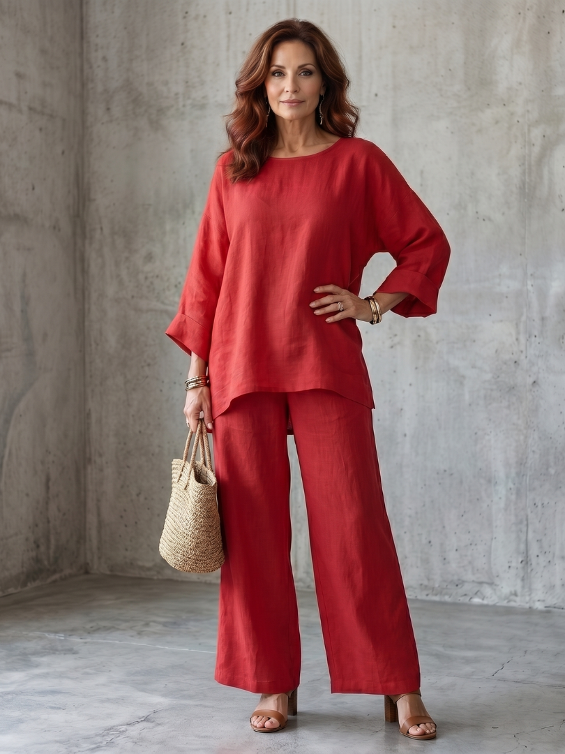 Ruth | Oversized Tunic Wide Leg Pant Set