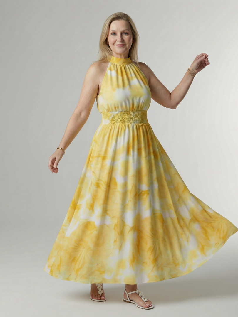 Lana | Gathered Halter Midi Dress