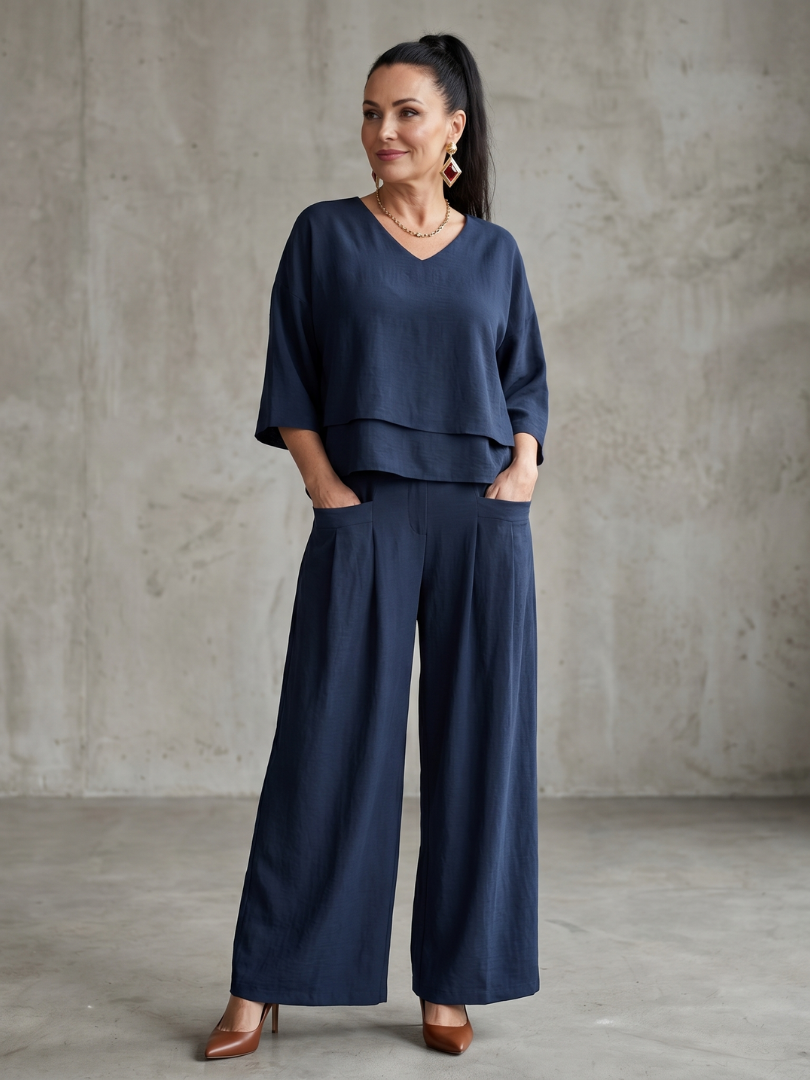 Brenda | Layered Top Wide Leg Set