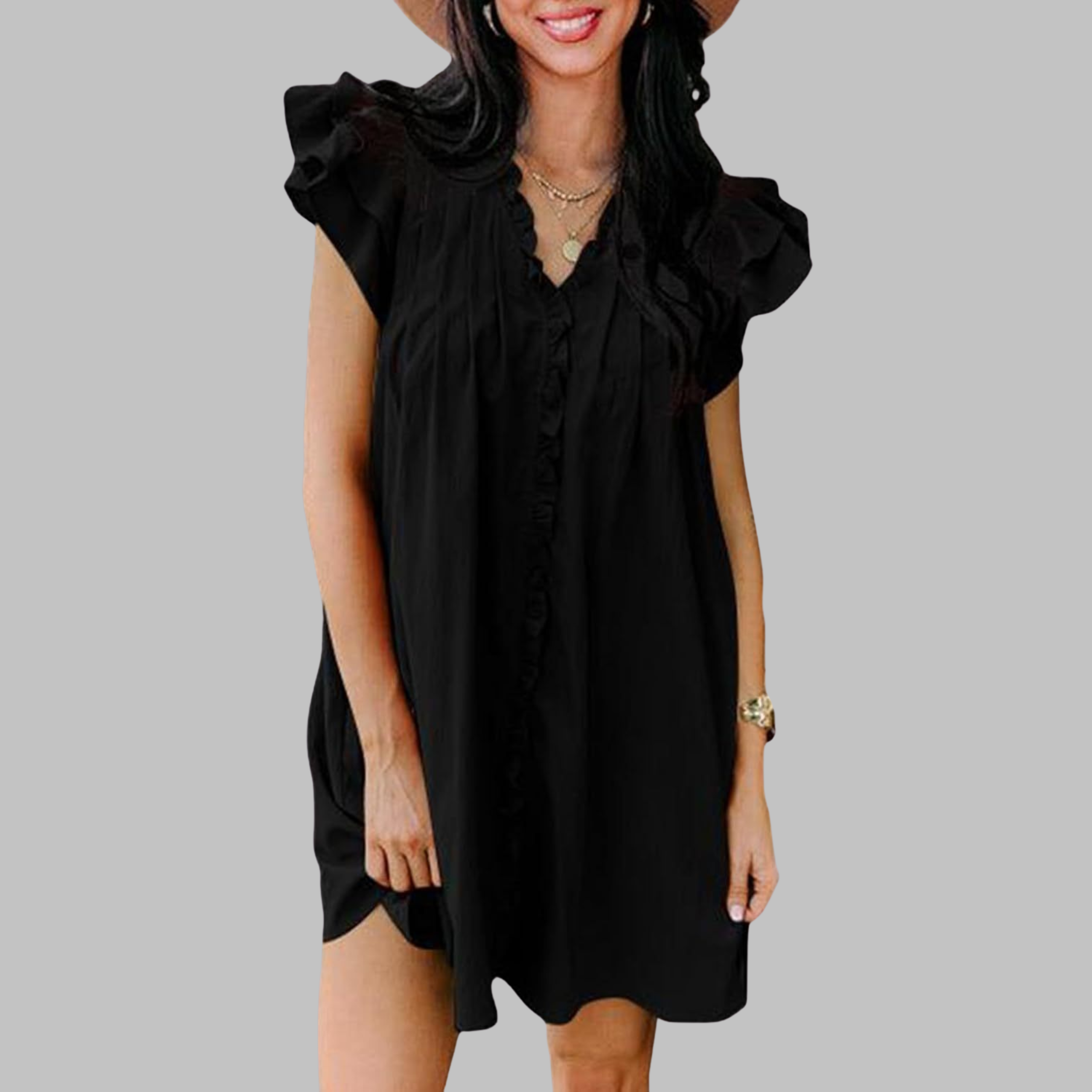 Marcella | Casual V-Neck Ruffled Midi Dress