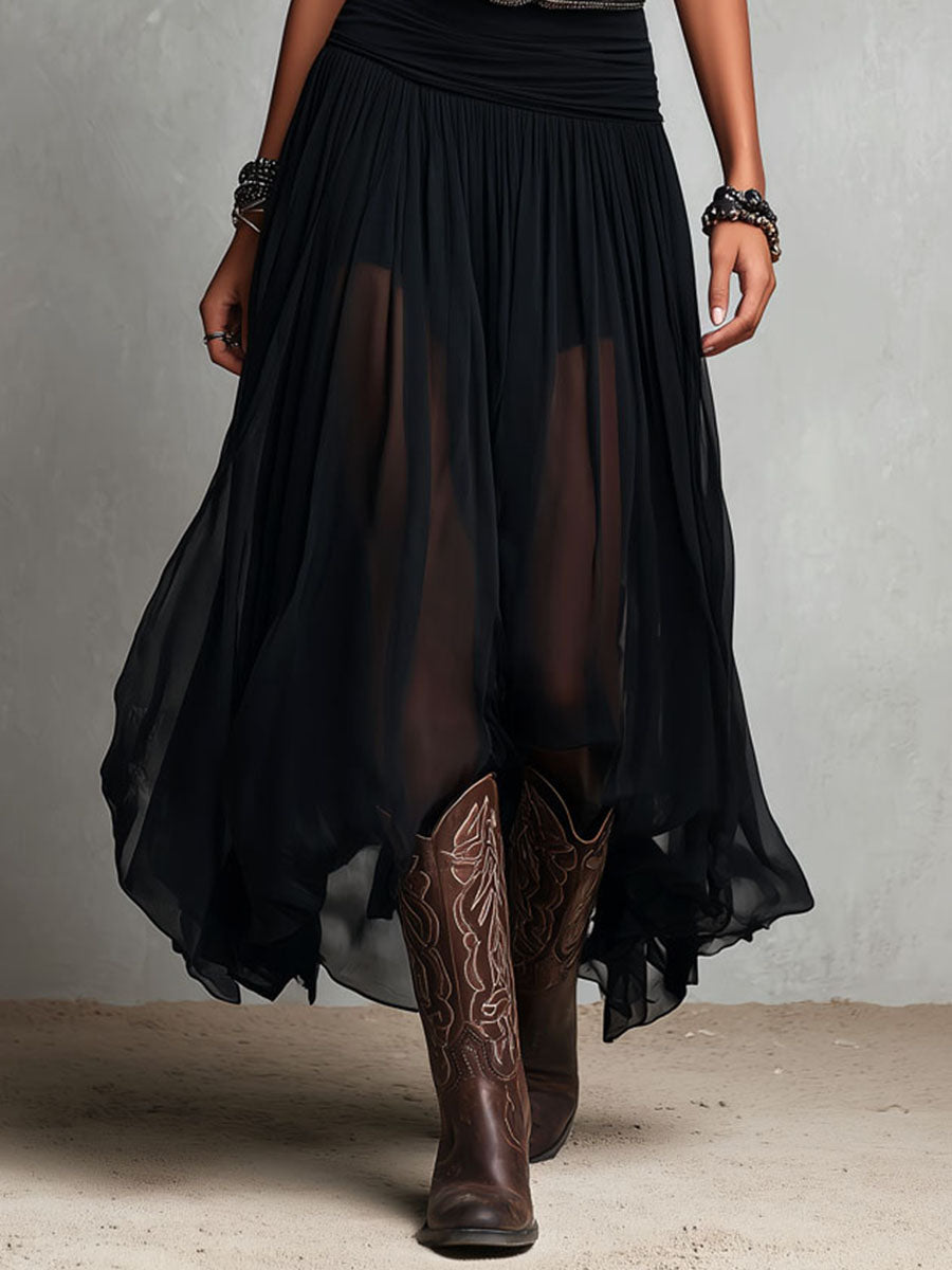 Raven | Sheer Skirt Maxi Dress