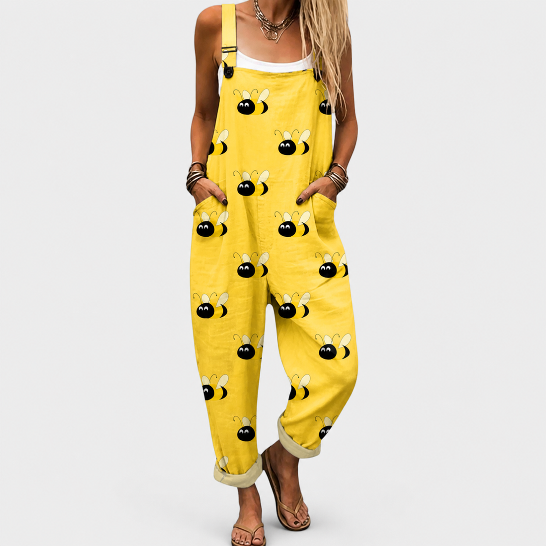 Comfortable Printed Overalls
