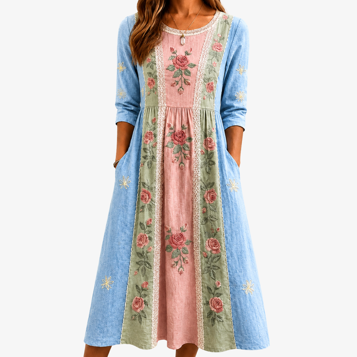 Beatrice | Cottage Rose Mosaic Dress