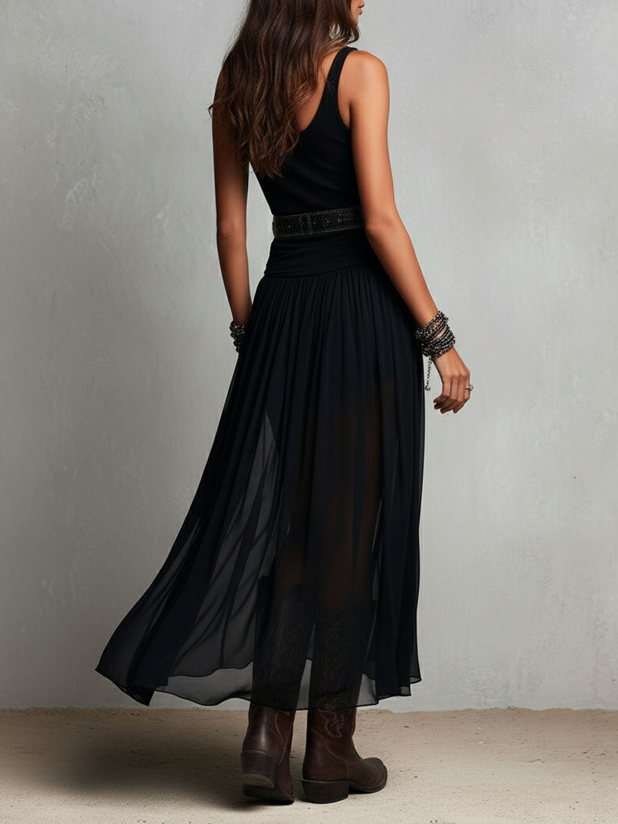 Raven | Sheer Skirt Maxi Dress