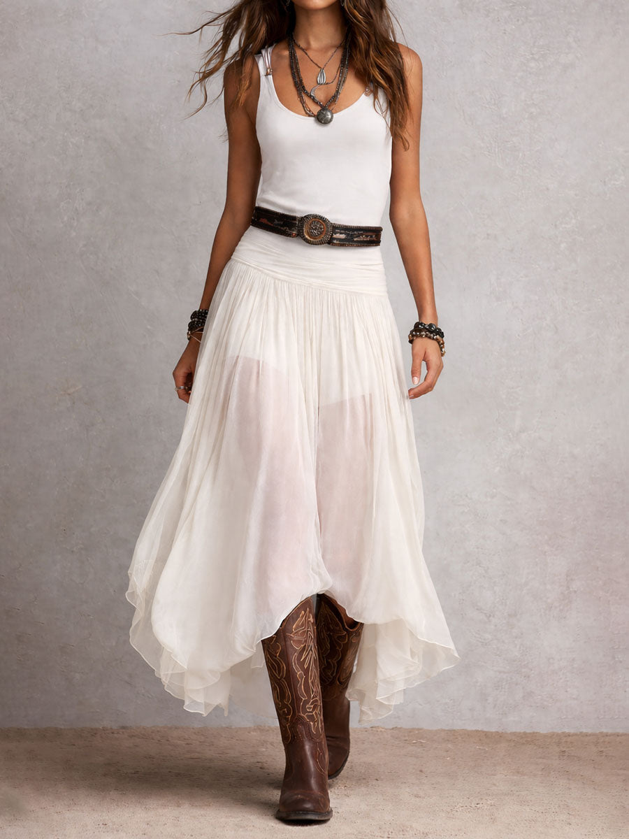 Raven | Sheer Skirt Maxi Dress