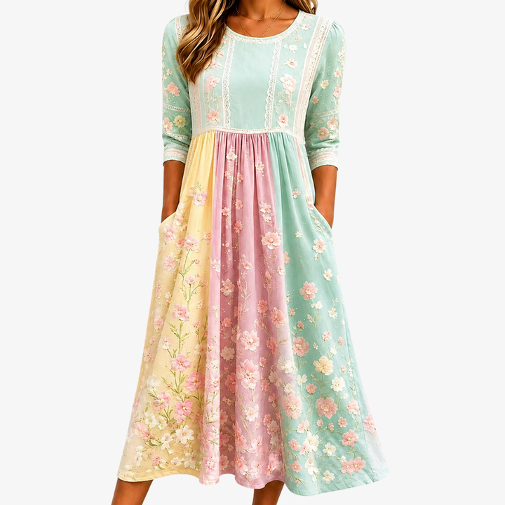 Louisa | Floral Quilt Pocket Dress
