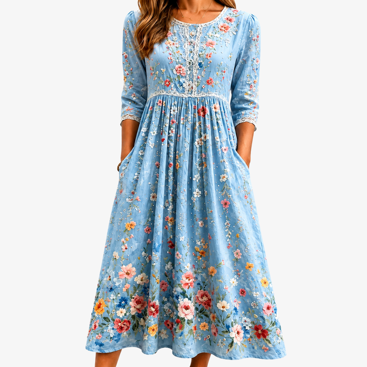 Alina | Blue Meadow Midi Dress