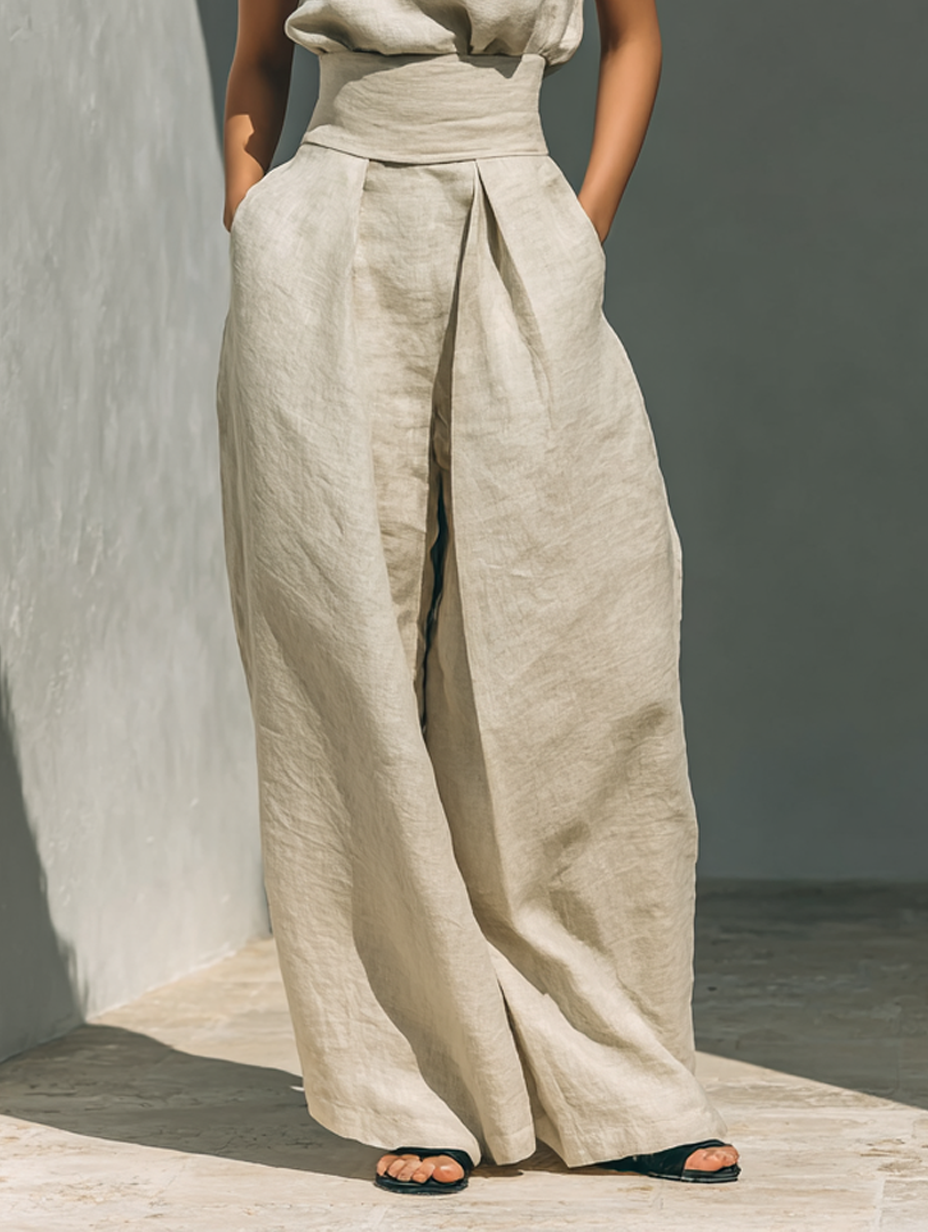 Liora | Linen High Neck Set