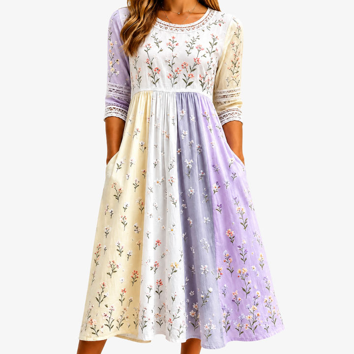 Sylvie | Patchwork Garden Midi Dress