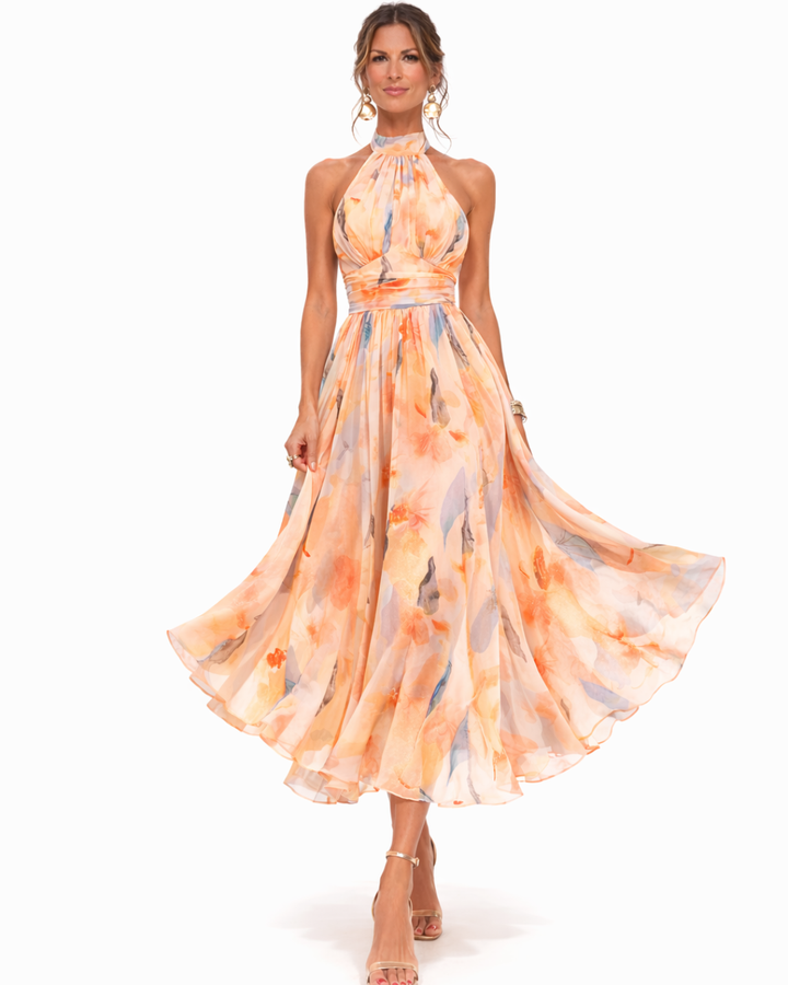 Romy | Watercolour Halter Maxi Dress
