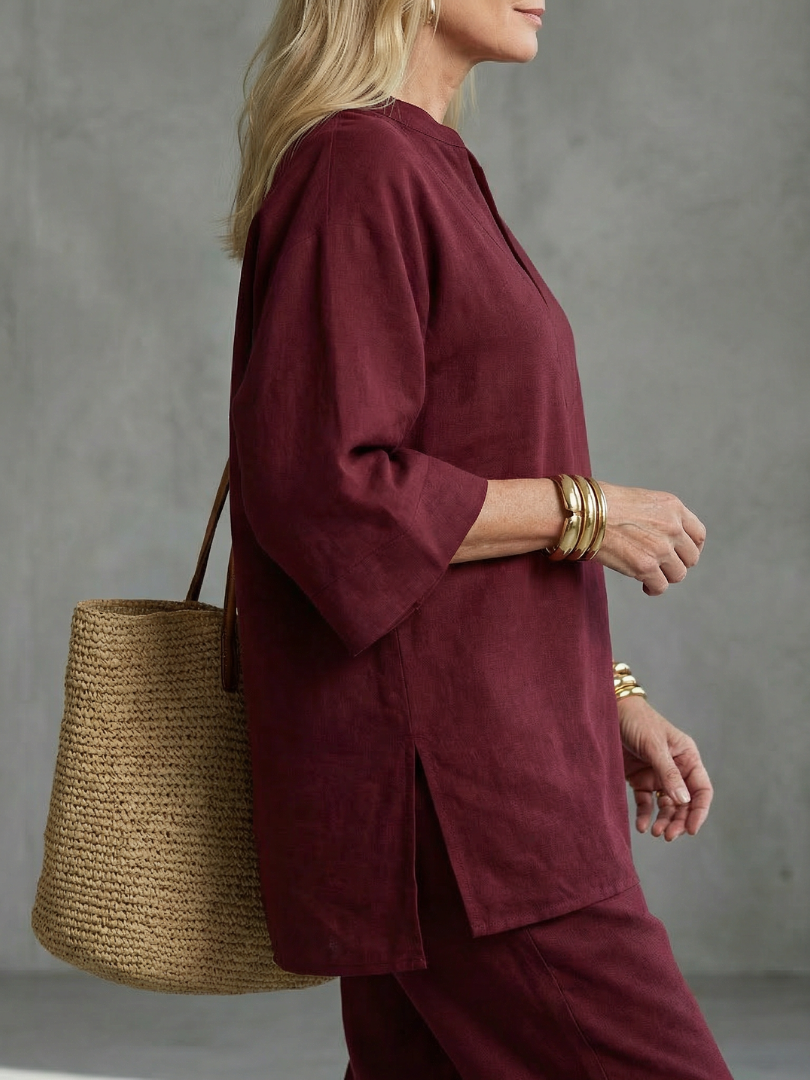 Georgiana | V Neck Tunic Two Piece Set