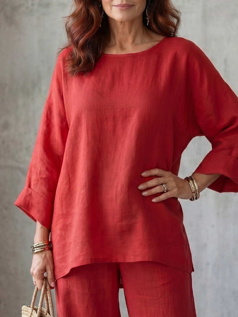 Ruth | Oversized Tunic Wide Leg Pant Set