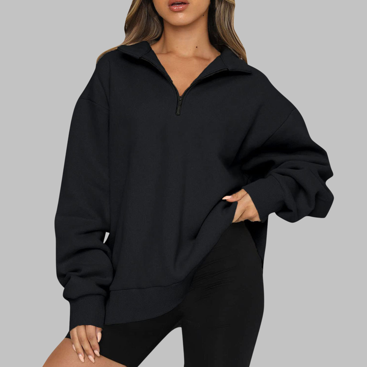 Mary | Casual Oversized Half Zip Long Sleeve Sweatshirt