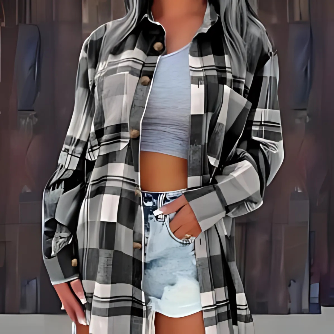 Harper | Casual Plaid Button Down Collared Long Sleeve Top