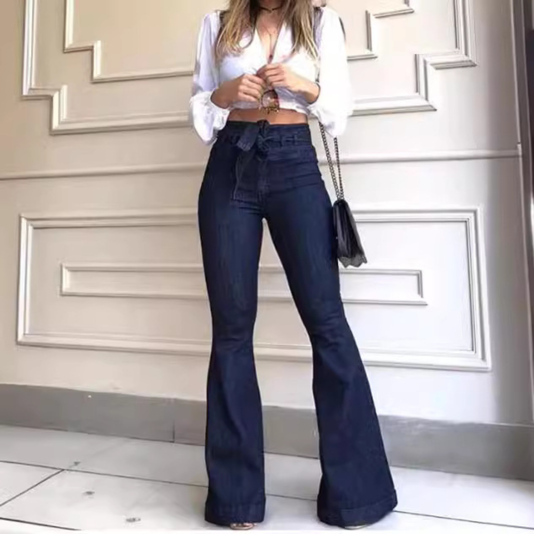 Kira | Vintage Wide Leg Lace-Up Flared Pants