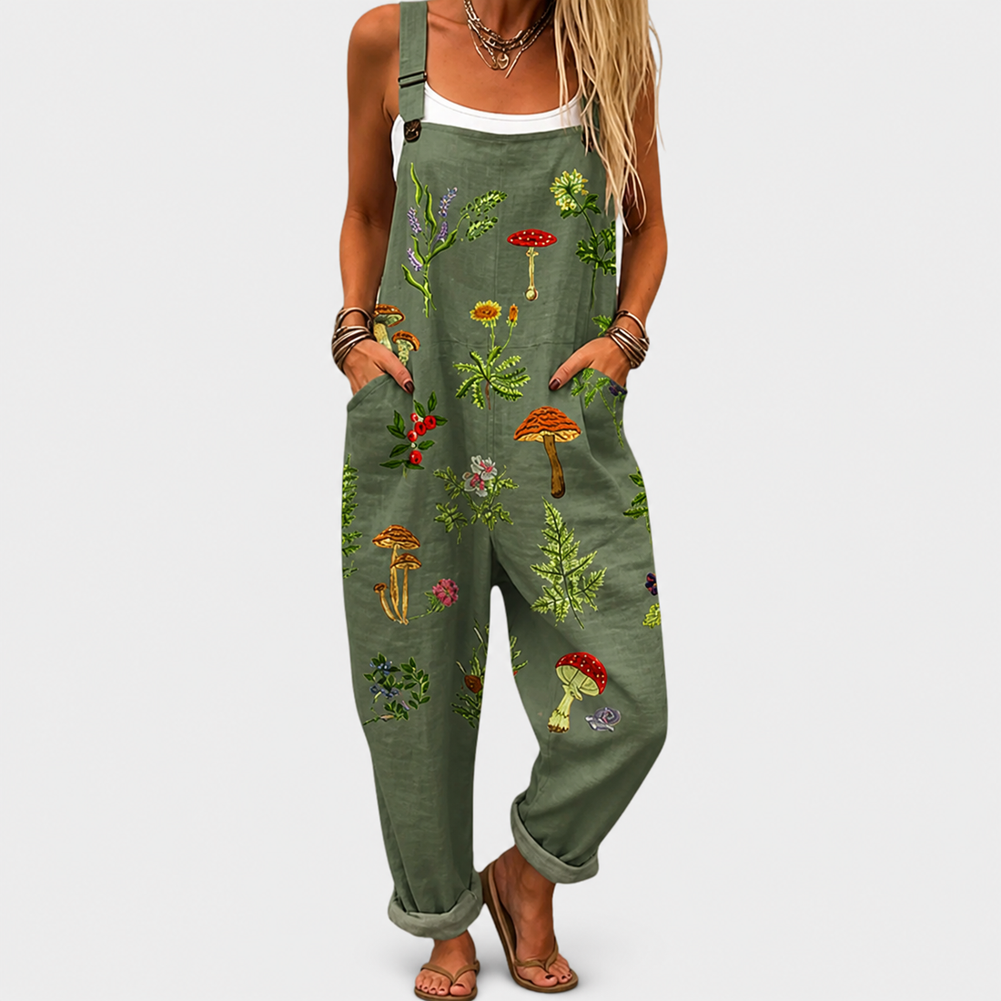 Comfortable Printed Overalls
