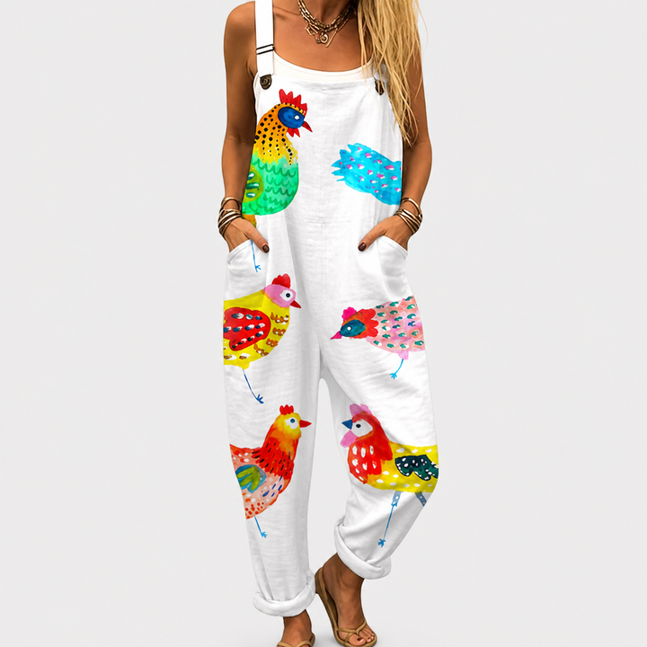 Comfortable Printed Overalls