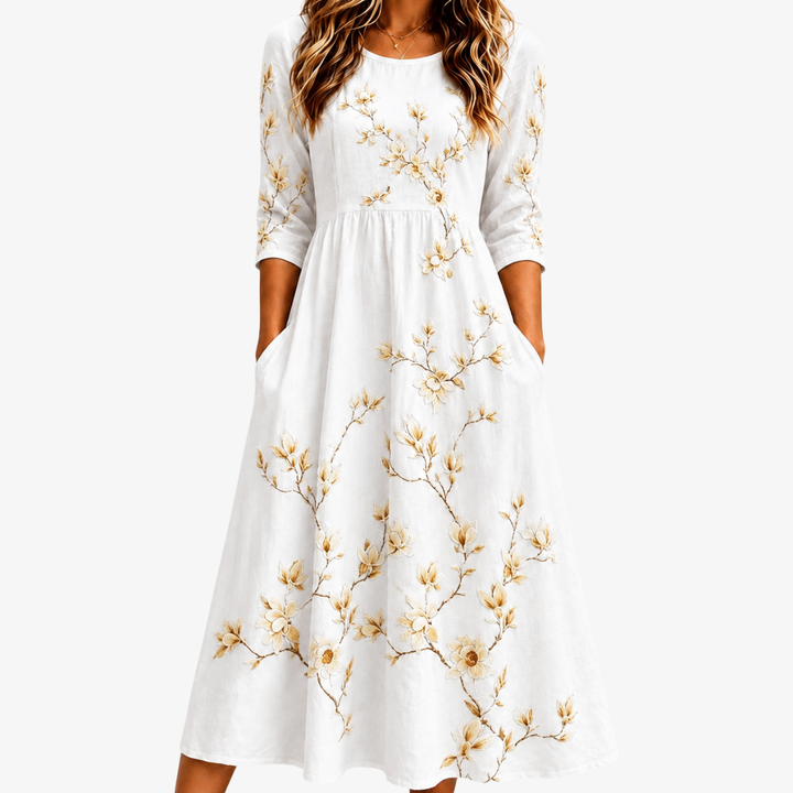Annika | Ivory Garden Pocket Dress