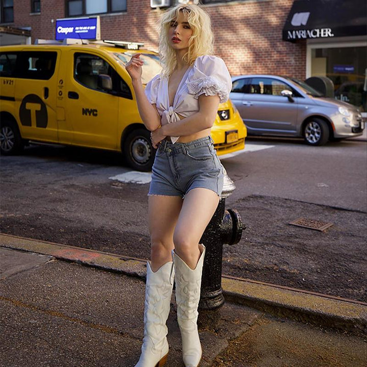 Mia | Casual High Waisted Crossover Summer Shorts