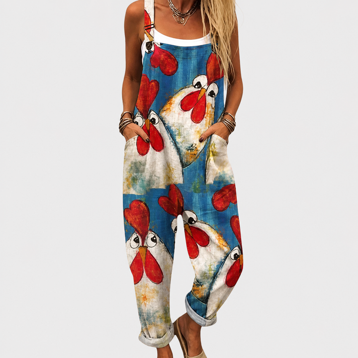 Comfortable Printed Overalls