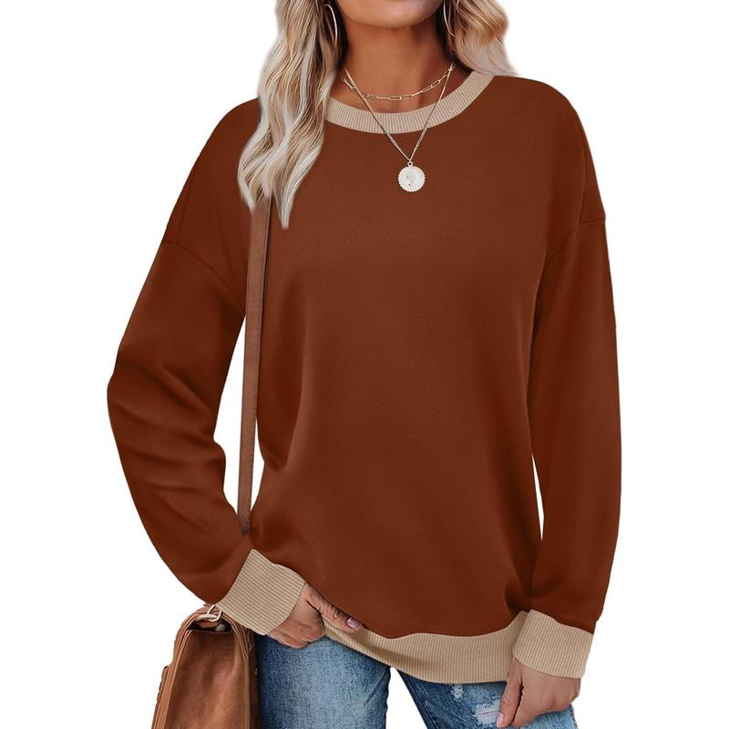 Margaret | Contrast Trim Crew Neck Long Sleeve Tunic Sweatshirt