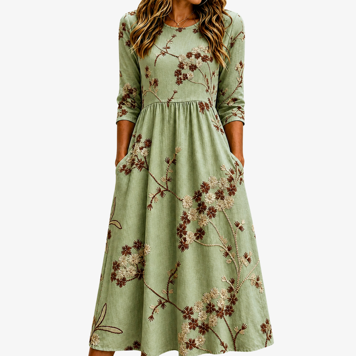 Briony | Floral Pocket Midi Dress