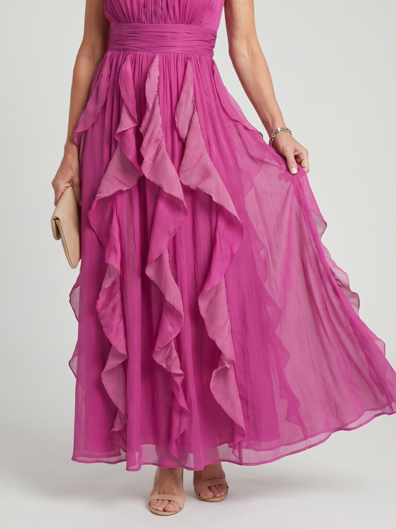 Millie | High Neck Ruffle Layers Maxi Dress
