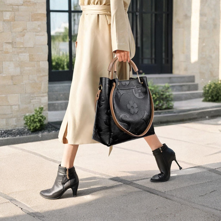 Sayala | Classy Fashionable Floral Embossed Handbag and Crossbody Bag