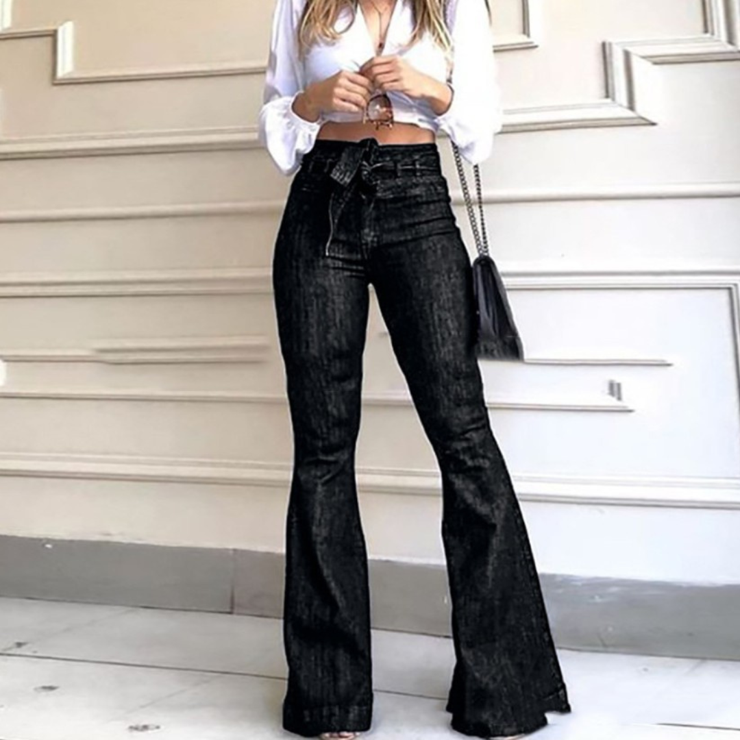 Kira | Vintage Wide Leg Lace-Up Flared Pants