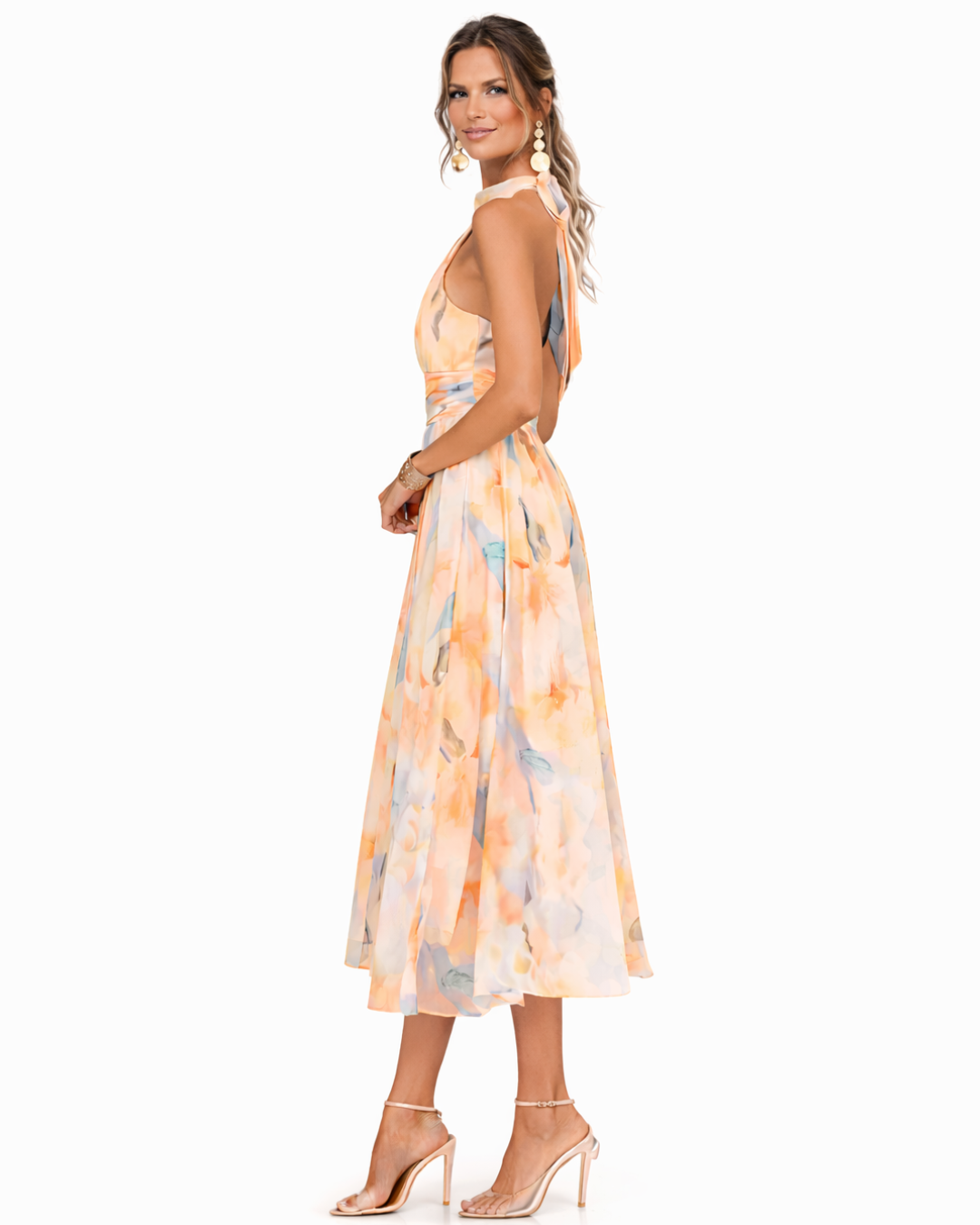 Celestia | Watercolour Halter Maxi Dress