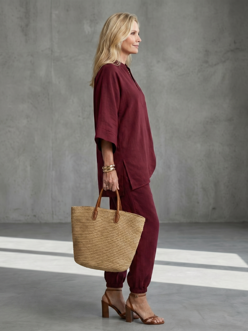 Georgiana | V Neck Tunic Two Piece Set